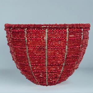 Beaded Wall Sconce Tealight Holder Red Acrylic Boho Vintage Style Home Decor